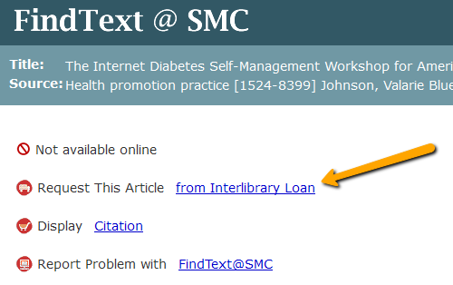 CINAHL interlibrary loan feature